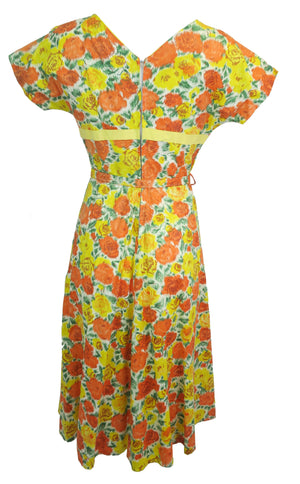 
                  
                    1950's Fashion Vintage Dress Polished Cotton Summer Floral
                  
                