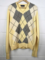 Vintage CASHMERE Burberrys Argyle Knit Sweater