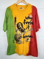 Vintage Single Stitch Bob Marley Who Feels it Knows it Tye Dye T-Shirt