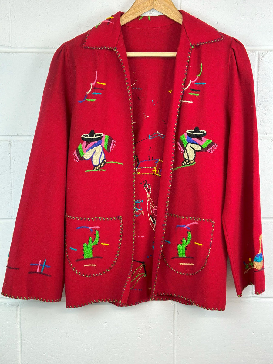 1950's Vintage Mexican Wool Embroidered Souvenir Jacket