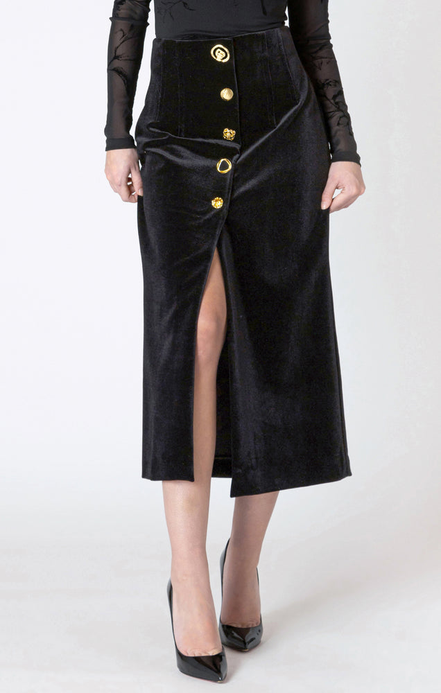 BUTTONED VELVET SKIRT S - Dex - Women