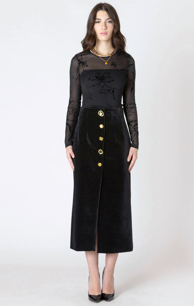 BUTTONED VELVET SKIRT - Dex - Women