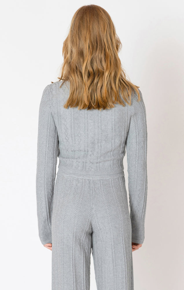 CABLE KNIT CARDIGAN - MED HEATHER GREY - Dex - Women