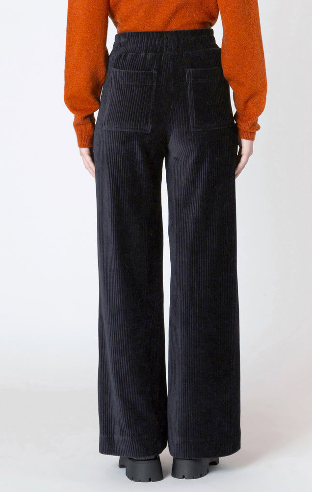 WIDE LEG CORDUROY PANTS - BLACK - Dex - Women