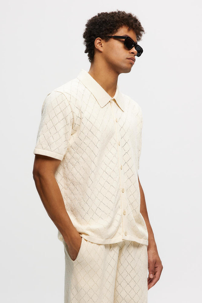 KNITTED POLO - CREAM