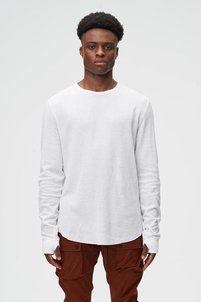THERMAL HIGH KNIT LONG SLEEVED T-SHIRT - WHITE