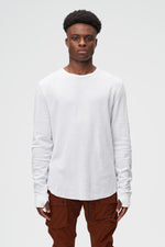 THERMAL HIGH KNIT LONG SLEEVED T-SHIRT - WHITE