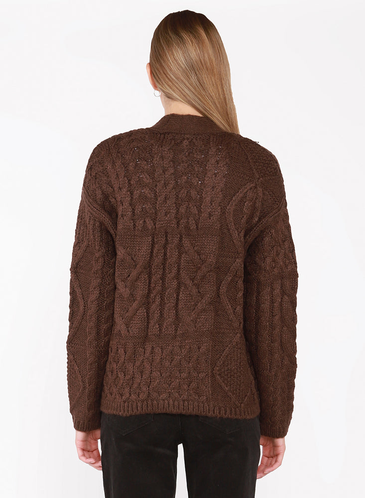 
                  
                    CABLE KNIT CARDIGAN - CHOCOLOATE BROWN
                  
                