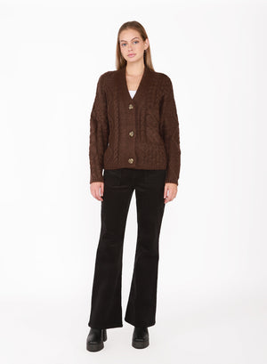 
                  
                    CABLE KNIT CARDIGAN - CHOCOLOATE BROWN
                  
                
