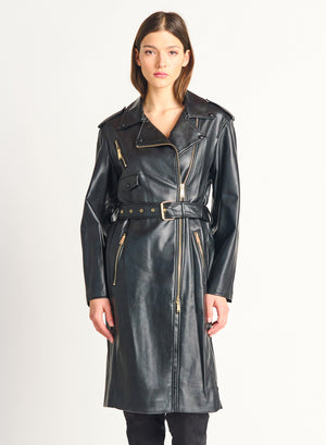 
                  
                    FAUX LEATHER MOTO TRENCH COAT
                  
                