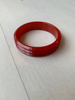 Vintage Red Ribbed Bakelite Bangle Bracelet