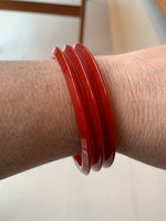 Vintage Red Ribbed Bakelite Bangle Bracelet