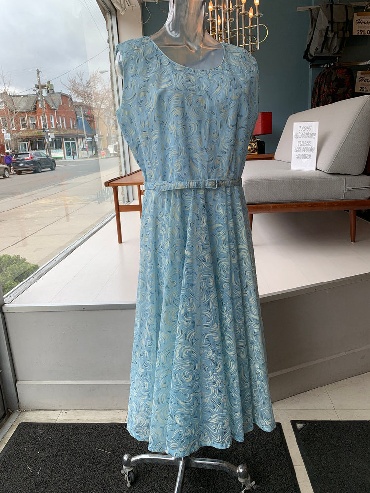
                  
                    1950's Blue Flocked Velvet Vintage Dress XL
                  
                