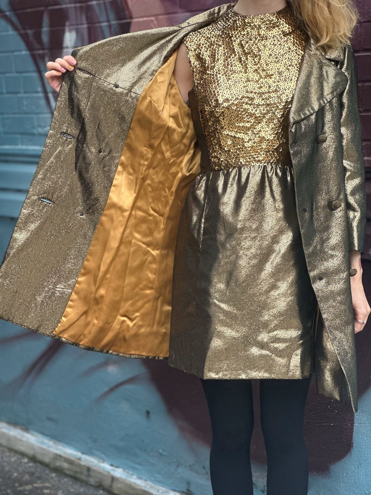 
                  
                    Vintage 1960&#39;s Gold 2 Piece Dress and Coat
                  
                