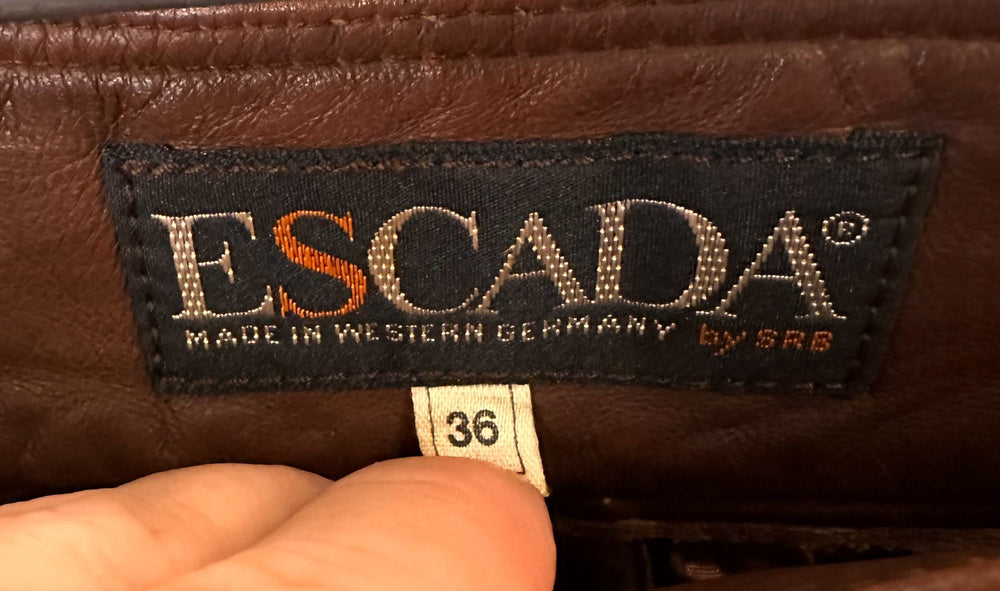 
                  
                    Vintage 1980s Escada Brown Leather Skirt Made in Germany
                  
                