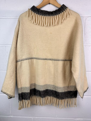 
                  
                    Vintage Lapplander Norwegian Blanket Sweater Fringe Pullover
                  
                